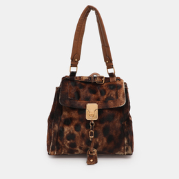 Chloe Brown Calfhair and Leather Darla Satchel 1217670