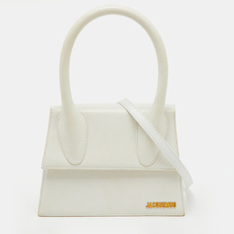 Jacquemus White Leather Grand Le Chiquito Top Handle Bag 1217771
