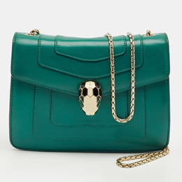 Bvlgari Green Leather Small Serpenti Forever Crossbody Bag 1216438