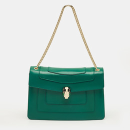 Bvlgari Green Leather Medium Serpenti Forever Shoulder Bag 1215985