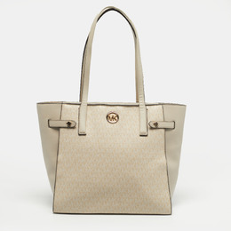Michael Kors Cream/Beige Signature Coated Canvas Carmen Tote 1218049