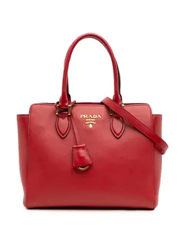 Prada 2000-2025 Soft Calf Trimmed Saffiano Lux Open Convertible Tote satchel 32187824