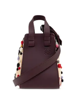 Loewe Hammock pom-pom leather tote bag 31941123