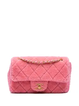 Chanel 2020 CC Quilted Shearling and Tweed Single Flap crossbody bag 32188787