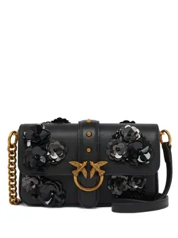 Pinko flower-embellished leather bag 30378782