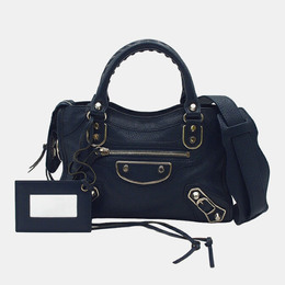 Balenciaga Navy Blue Mini Chevre Motocross Classic Metallic Edge City Satchel 1218981