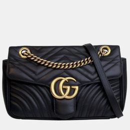 Gucci Black Medium GG Marmont Matelasse Leather Shoulder Bag 1218731