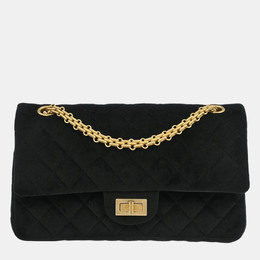 Chanel Black Suede 2.55 Small Classic Double Flap Shoulder Bag 1218671