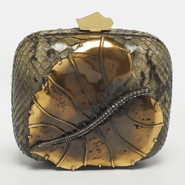 Lanvin Green Python Leafy Box Clutch 1217982