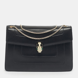 Bvlgari Black Leather Medium Serpenti Forever Shoulder Bag 1213158