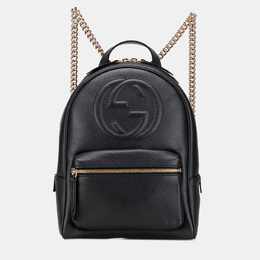 Gucci Black Pebbled Calfskin Soho Chain Backpack 1219315