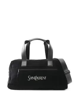 Saint Laurent logo-embroidered leather duffle bag 32161886
