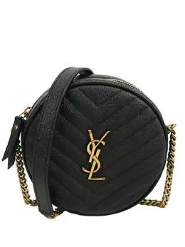 Saint Laurent 2013-2025 Grain De Poudre Chevron Round Vinyle Camera Bag crossbody bag 32235725
