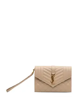 Saint Laurent 2023 Grain De Poudre Mix Matelasse Envelope Flap Pouch clutch bag 32202376