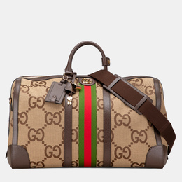 Gucci Brown Large Jumbo GG Canvas Web Duffle Bag 1220460
