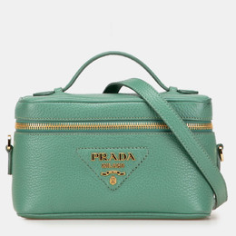 Prada Green Mini Vitello Daino Vanity Top Handle Bag 1220267