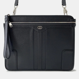 Gucci Interlocking G Messenger Bag Black Leather 1220068