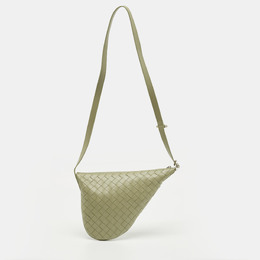 Bottega Veneta Travertine Intrecciato Leather Small Virgule Bag 1220114