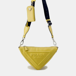 Prada Triangle Shoulder Bag Yellow Leather 1220058