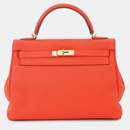 Hermes Kelly 32 Orange Poppy Taurillon Clemence Bag 1220026