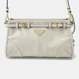 Prada Bonnie Shoulder Bag White Leather Size Small 1220057