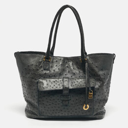 Loro Piana Grey Ostrich Globe Tote 1219982
