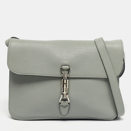 Gucci Grey Leather Soft Jackie Flap Shoulder Bag 1219914
