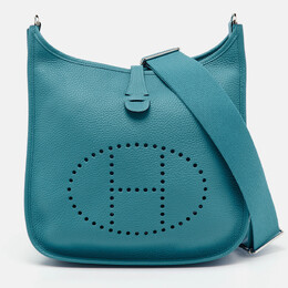 Hermes Turquoise Blue Togo Leather Evelyne III PM Bag 1218412