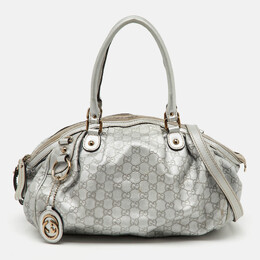 Gucci Metallic Grey Guccissima Leather Medium Sukey Boston Bag 1219127