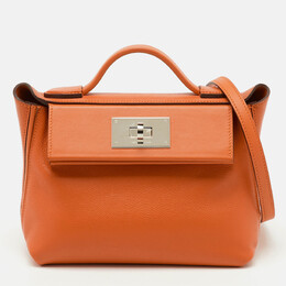Hermes Orange Evercolor and Swift Leather Silver Finish 24/24 21 Bag 1218332