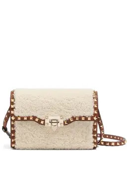 Valentino Garavani small Rockstud shearling shoulder bag 27481851