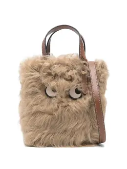 Anya Hindmarch shearling eye-detail clutch bag 31897724