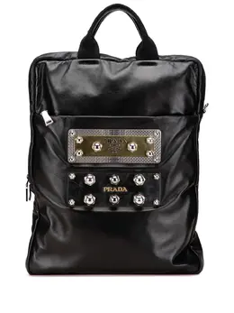 Prada 2013-2025 Leather Logo Metal Plate Vertical tote bag 32260081