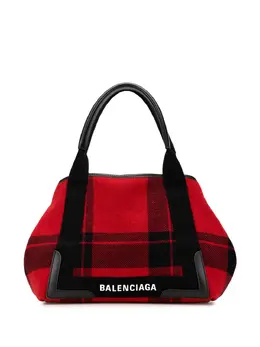 Balenciaga 2010-2024 Plaid Wool Navy Cabas S tote bag 32260290