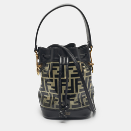 Fendi Black/Clear FF PVC and Leather Mini Mon Tresor Drawstring Bucket Bag 1220233