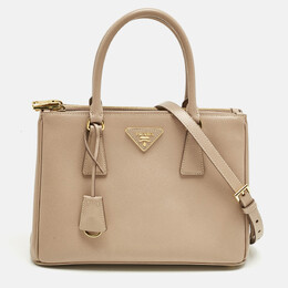 Prada Beige Saffiano Lux Leather Small Double Zip Tote 1220441