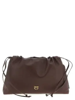 Pinko-Maxi Leather Clutch Marrone-Donna 52662603809108