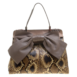 Valentino Beige Exotic Skin and Leather Aphrodite Bow Bag 136602