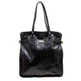 Dsquared2 Black Croc Embossed Patent Leather Tote 166484