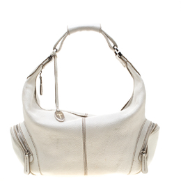 Tod's White Leather Charlotte Hobo 198876