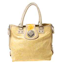 Etro Yellow Paisley Embossed Patent Leather Tote 213325