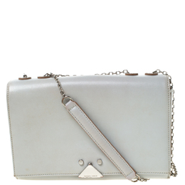 Emporio Armani Grey Leather Double Chain Shoulder Bag 220234