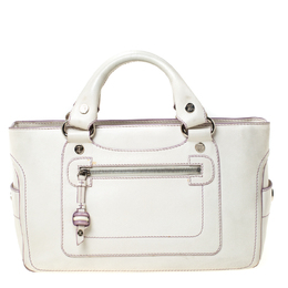 Celine White/Lavender Leather Boogie Tote 225611