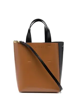 Marni logo-detail leather tote bag 17105352