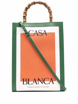 Casablanca logo-print bamboo-handle tote bag 17992132