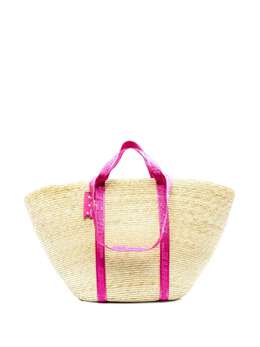 Off-White Industrial-strap straw tote bag 17590536