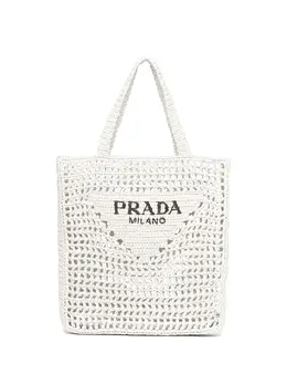 Prada logo-print raffia tote bag 16763010