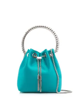 Jimmy Choo Bon Bon crystal-embellished satin bag 18388434