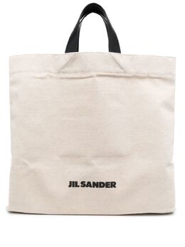 Jil Sander logo-print linen tote bag 18726743