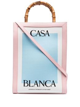 Casablanca logo-print bamboo-handle tote bag 18947500
